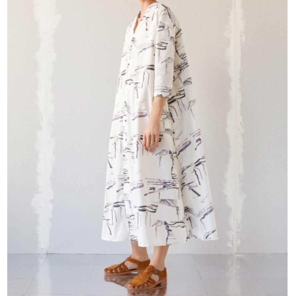 Toogood The Astrologer Maxi Dress Cotton Black White XL